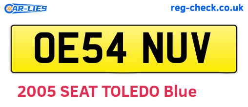 OE54NUV are the vehicle registration plates.