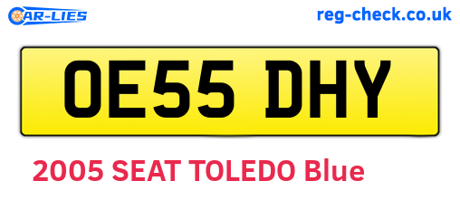 OE55DHY are the vehicle registration plates.
