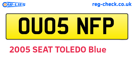 OU05NFP are the vehicle registration plates.