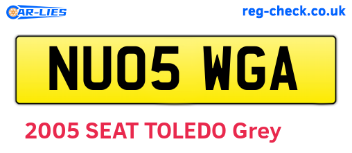 NU05WGA are the vehicle registration plates.