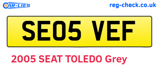 SE05VEF are the vehicle registration plates.