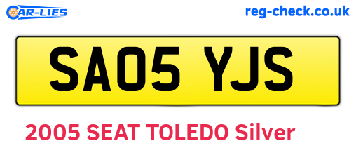 SA05YJS are the vehicle registration plates.