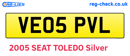 VE05PVL are the vehicle registration plates.