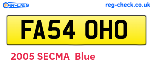 FA54OHO are the vehicle registration plates.