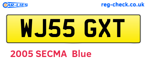 WJ55GXT are the vehicle registration plates.