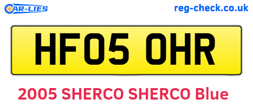 HF05OHR are the vehicle registration plates.