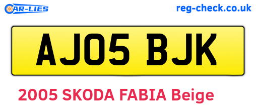 AJ05BJK are the vehicle registration plates.