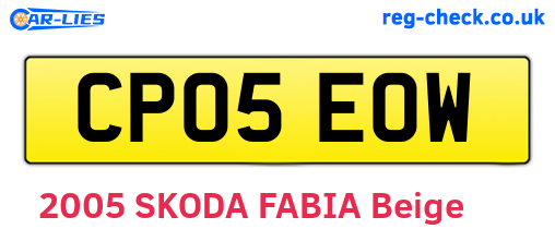 CP05EOW are the vehicle registration plates.