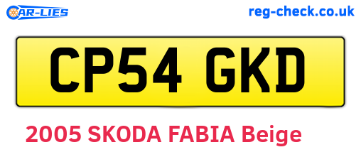 CP54GKD are the vehicle registration plates.