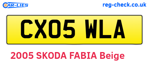CX05WLA are the vehicle registration plates.