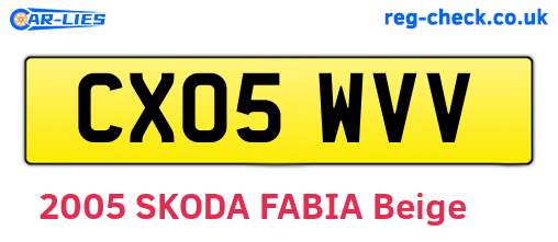 CX05WVV are the vehicle registration plates.