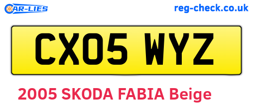 CX05WYZ are the vehicle registration plates.