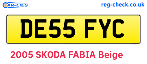 DE55FYC are the vehicle registration plates.