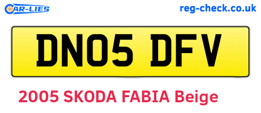 DN05DFV are the vehicle registration plates.