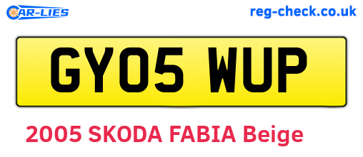 GY05WUP are the vehicle registration plates.