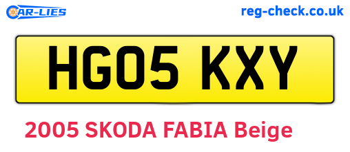 HG05KXY are the vehicle registration plates.