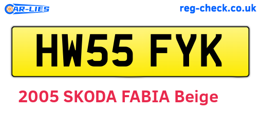 HW55FYK are the vehicle registration plates.