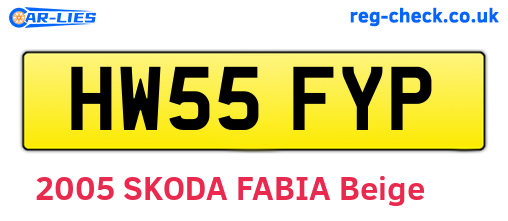 HW55FYP are the vehicle registration plates.