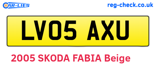 LV05AXU are the vehicle registration plates.