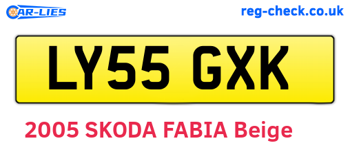 LY55GXK are the vehicle registration plates.