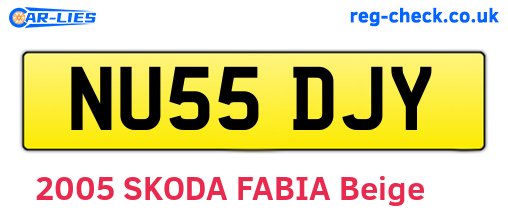 NU55DJY are the vehicle registration plates.