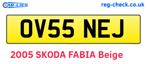 OV55NEJ are the vehicle registration plates.
