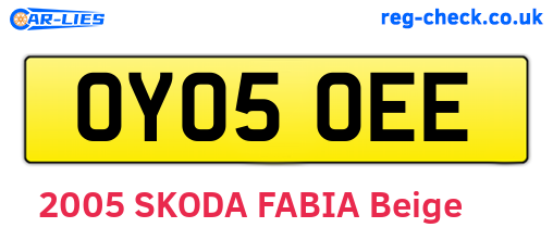 OY05OEE are the vehicle registration plates.