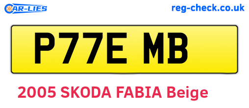 P77EMB are the vehicle registration plates.