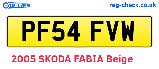 PF54FVW are the vehicle registration plates.