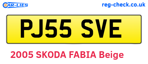 PJ55SVE are the vehicle registration plates.