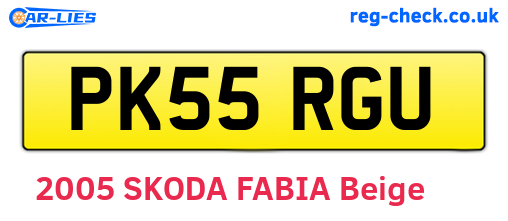 PK55RGU are the vehicle registration plates.