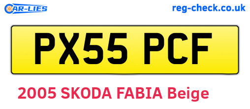 PX55PCF are the vehicle registration plates.