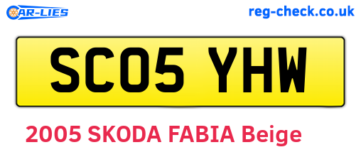 SC05YHW are the vehicle registration plates.