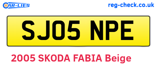 SJ05NPE are the vehicle registration plates.