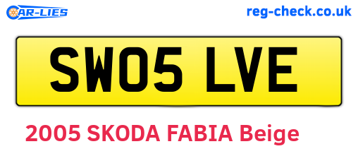 SW05LVE are the vehicle registration plates.