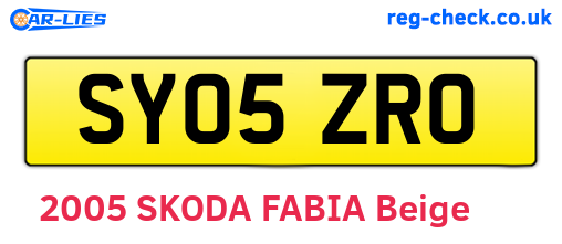SY05ZRO are the vehicle registration plates.