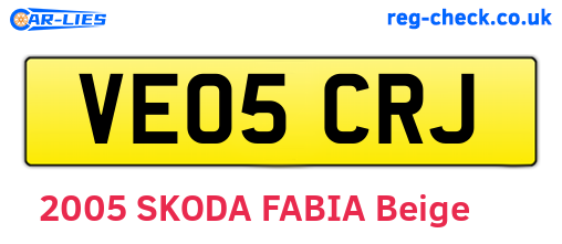 VE05CRJ are the vehicle registration plates.