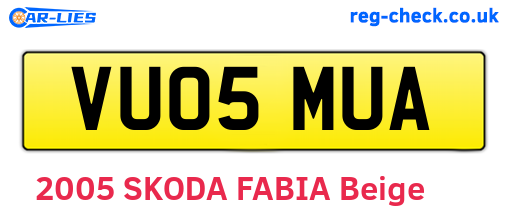 VU05MUA are the vehicle registration plates.