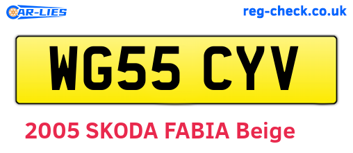 WG55CYV are the vehicle registration plates.