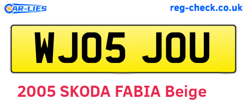 WJ05JOU are the vehicle registration plates.
