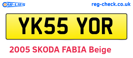 YK55YOR are the vehicle registration plates.