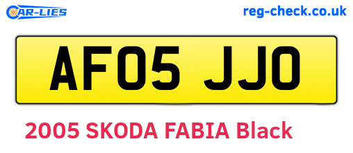 AF05JJO are the vehicle registration plates.