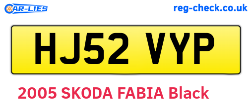 HJ52VYP are the vehicle registration plates.