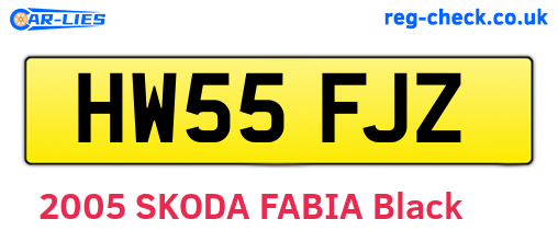 HW55FJZ are the vehicle registration plates.