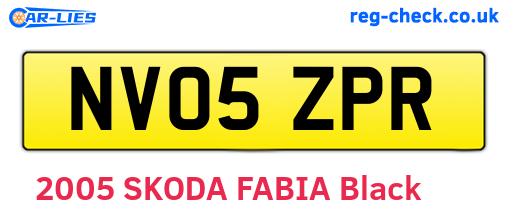 NV05ZPR are the vehicle registration plates.