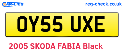OY55UXE are the vehicle registration plates.