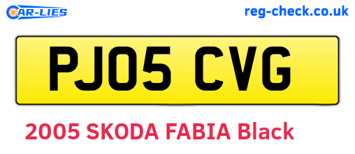 PJ05CVG are the vehicle registration plates.