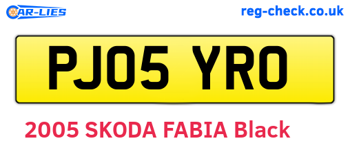 PJ05YRO are the vehicle registration plates.