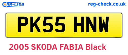 PK55HNW are the vehicle registration plates.