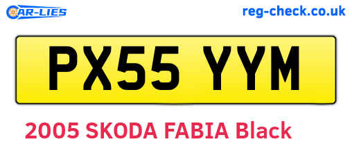 PX55YYM are the vehicle registration plates.